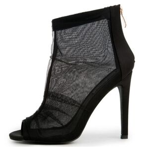 Cape Robbin Alza Black Tulle Heeled Booties